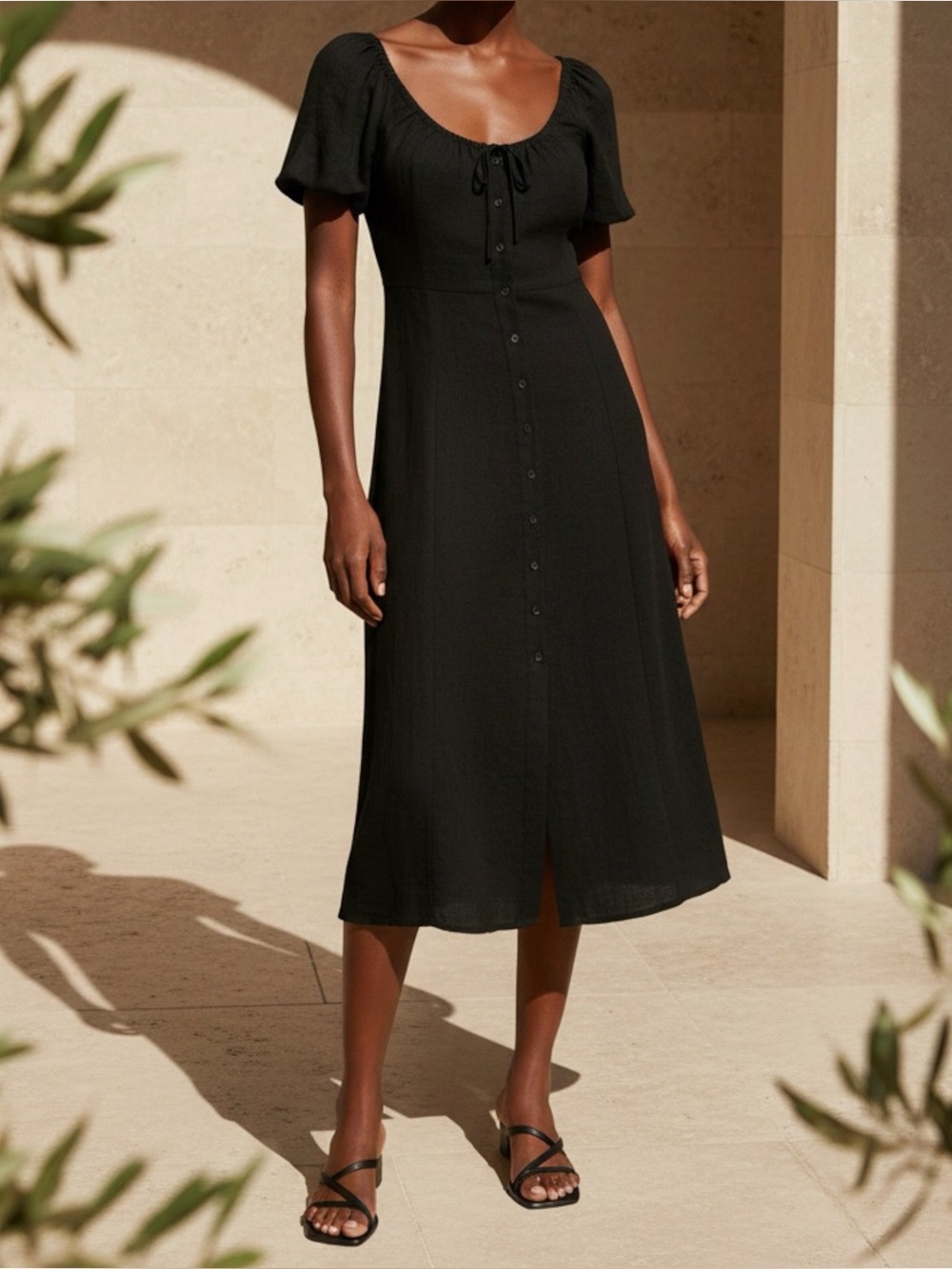 SEZANE Serina Midi Dress, Black, FR36/US4